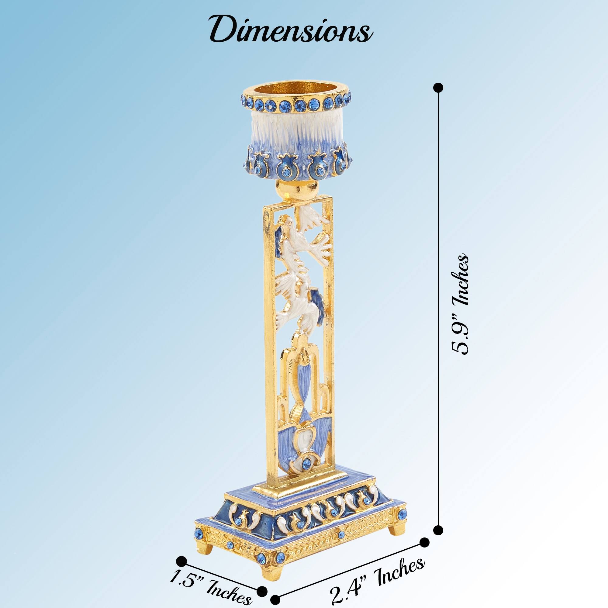 Matashi Shabbat Candlestick (2Piece Set) HandPainted, GoldPlated Pewter Bed Bath & Beyond